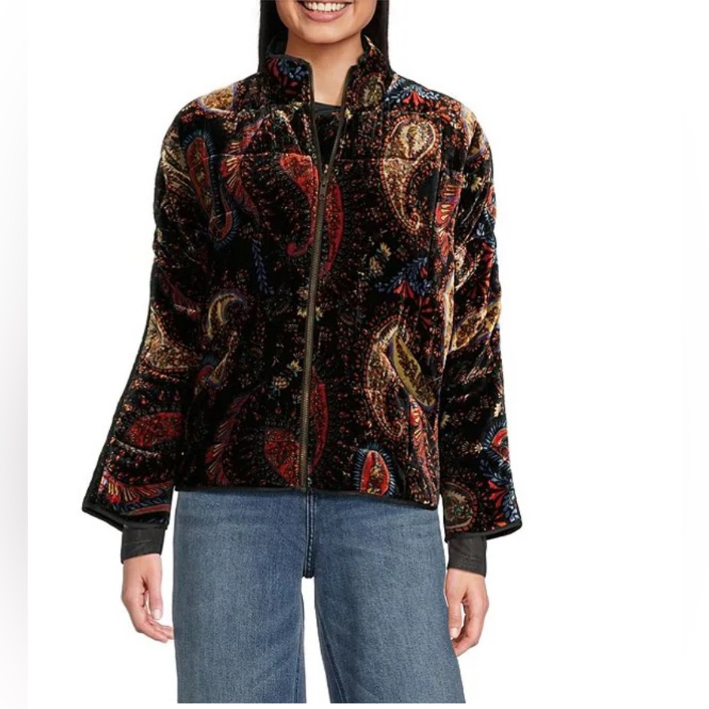 NWT Johnny Was Bold Paisley Pattern Velvet‎ Dolman Bomber Jacket Size XXL Boho